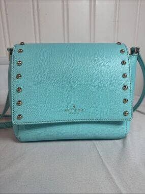 Kate Spade Sanders Place Avva Crossbody Atoll Blue Studded Leather